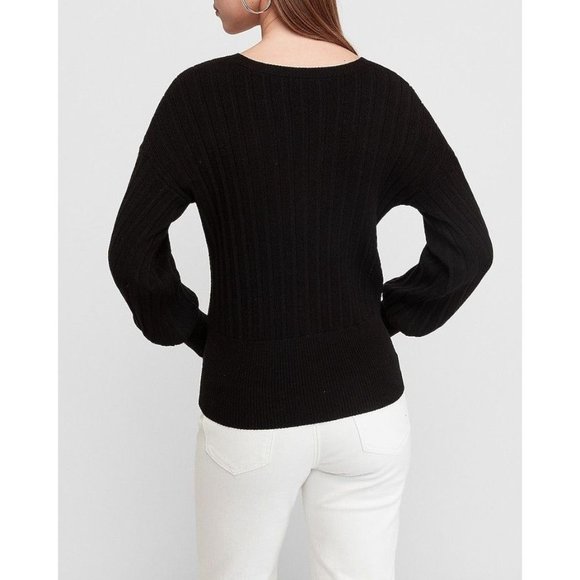 Express Ribbed Blouson Sleeve Sweater M - Picture 3 of 5